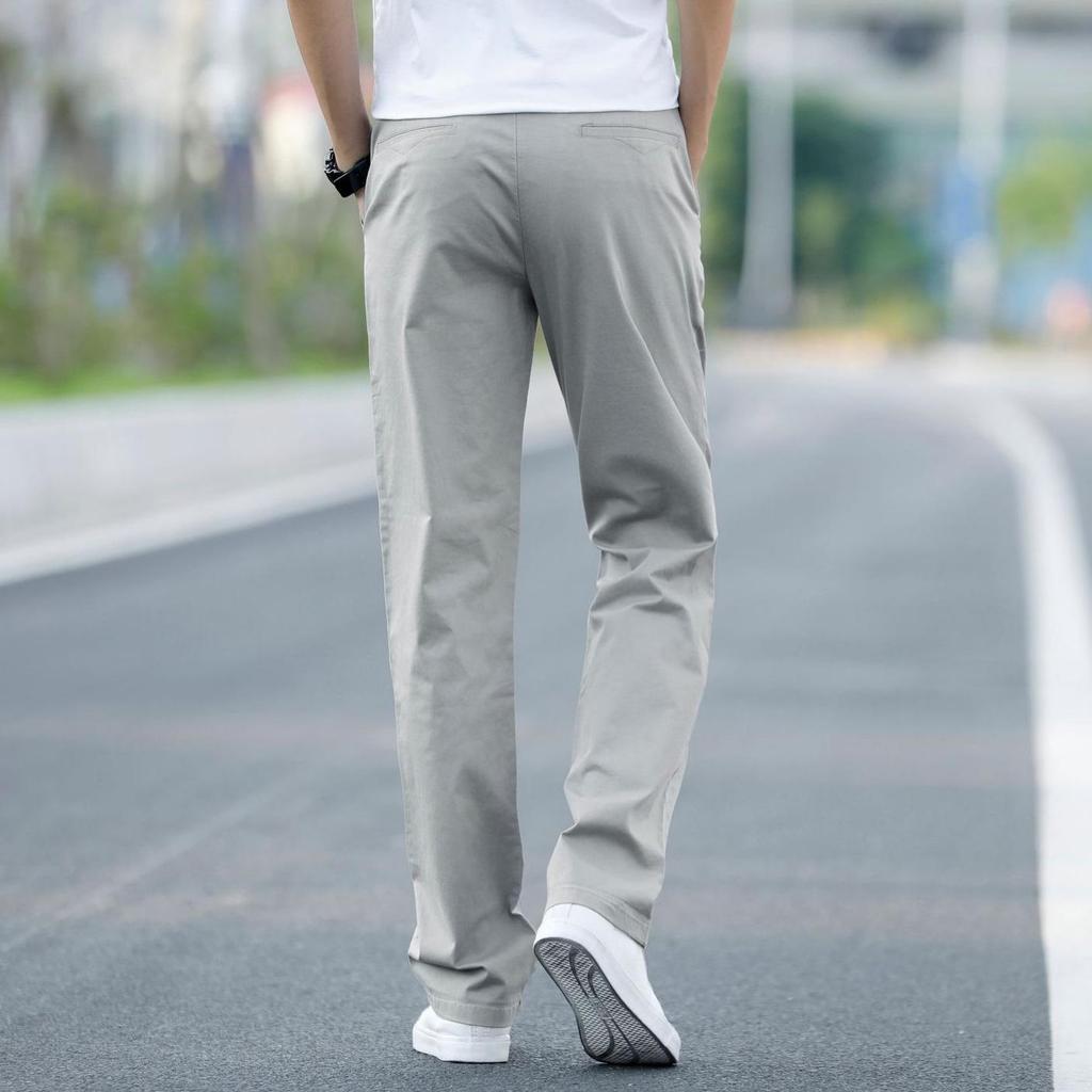 Men's Plus Size Cotton Casual Pants - Spring/Autumn 2025, Loose Straight Leg with Winter Velvet Lining