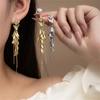 Elegant Crystals Encrusted Alloy Wheat Drop Earrings with Tassels Designs for Women