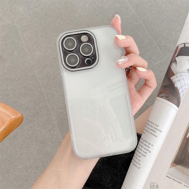 

Роскошный яркий сияющий пудровый чехол для линз с линзами, чехол для телефона, подходит для iPhone14 13 12 Pro Max 11, комплексные чехлы против падения iPhone 11 белый