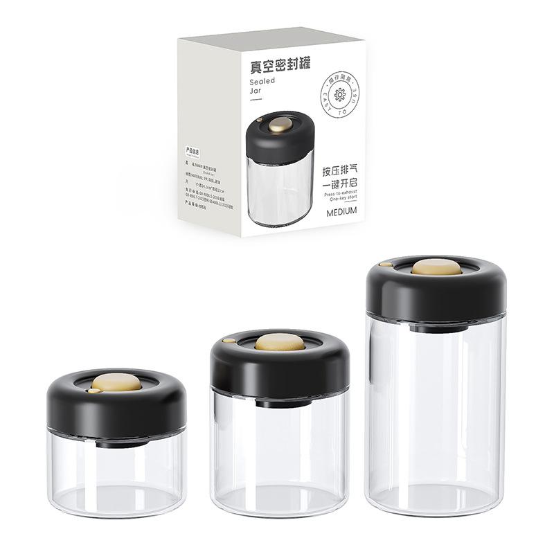 Coffee Beans Vacuum Sealed Tank Transparent Glass Food Storage Jars Household Moisture-Proof Air Extraction Airtight Container