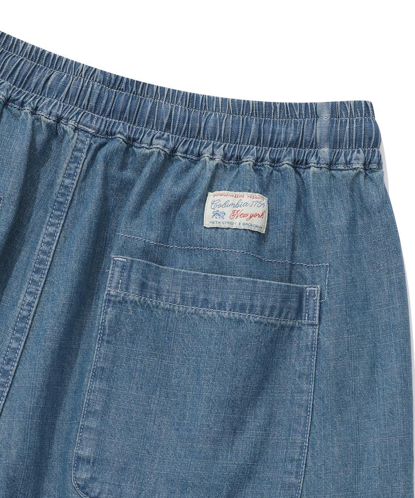 COLUMBIA UNIVERSITY Sl-Label Loose-Fit Denim Pintuck Pants Light Denim