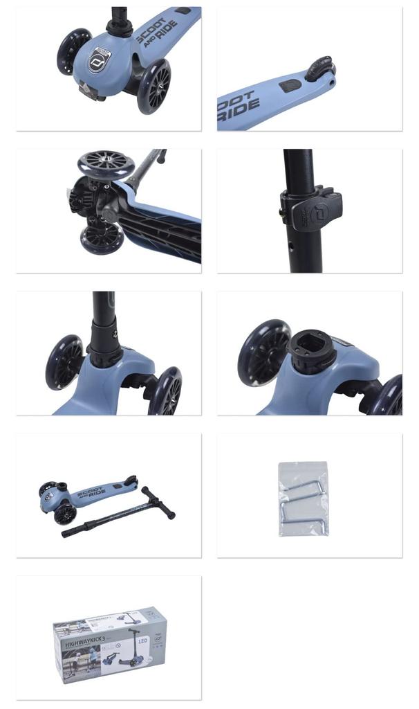 Scoot&Ride Highwaykick3LED Kids' Scooter/Kickboard In Peach [Parallel Import]