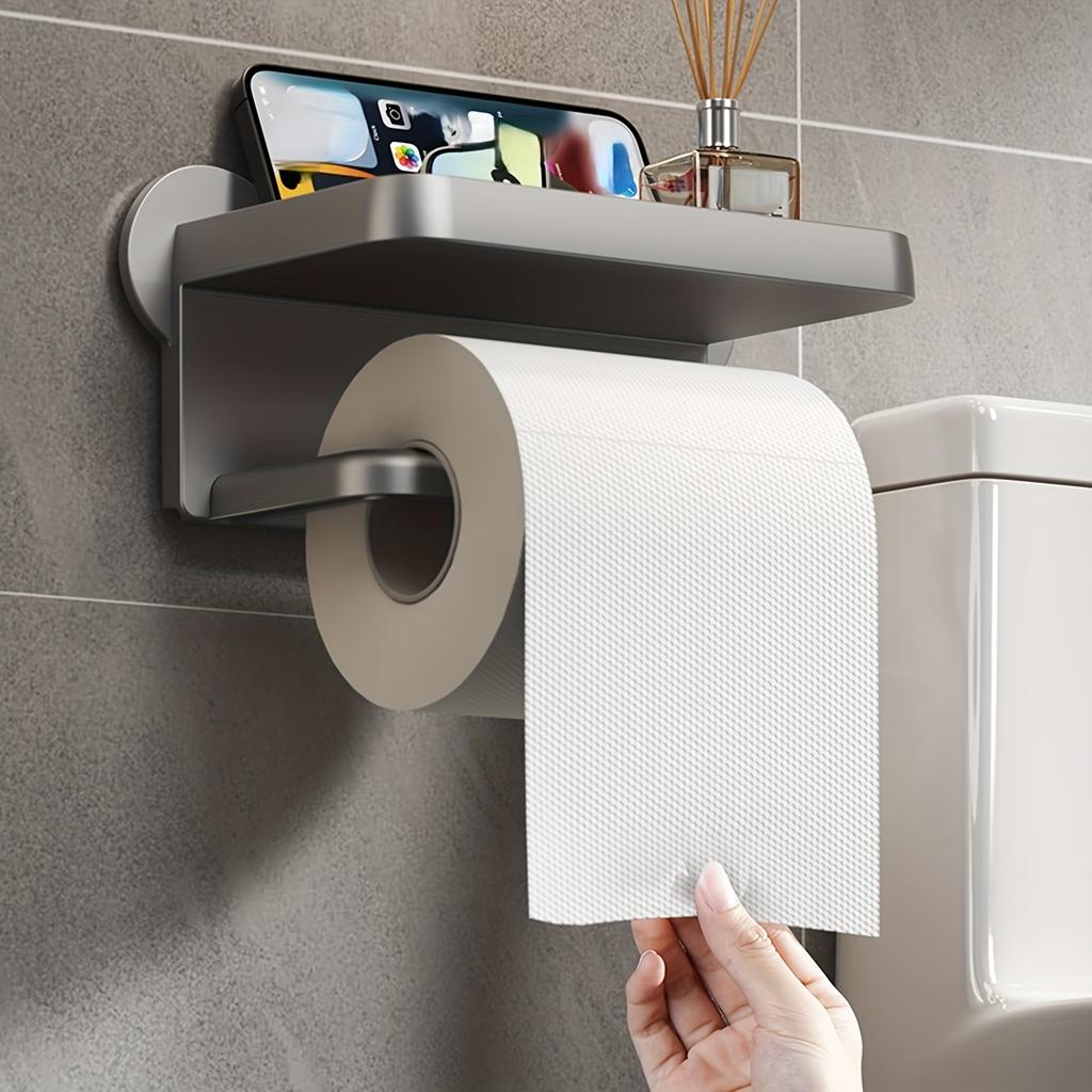 Punch Free Wall Mounted Tissue Storage Rack Paper Roll Shelf Holder Restroom Box Shelve Multi Functional Phone Placement Toilet