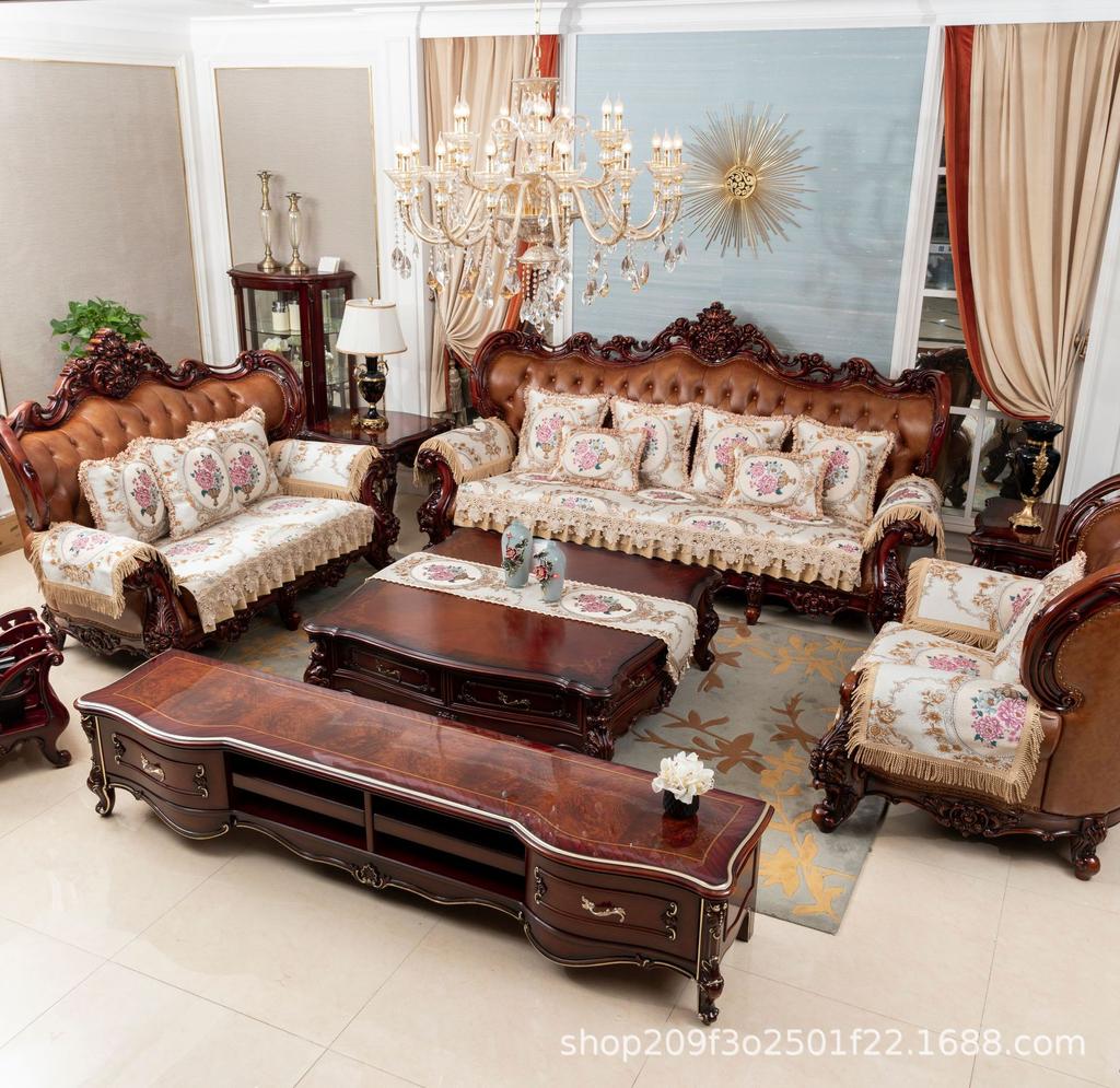 Luxury European Sofa Cover High Density Jacquard Lace  1/2/3/4 Seater Slipcover Couch Furniture Recliner Protector Anti-Slip