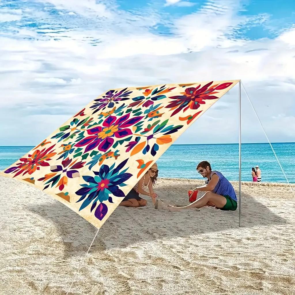 1Pc Bohemian Mandala Pattern Gradient Color Outdoor Sunshade - Thickened For Sun Protection, Easy To Install And Store, Suitable For 6 People, Ideal