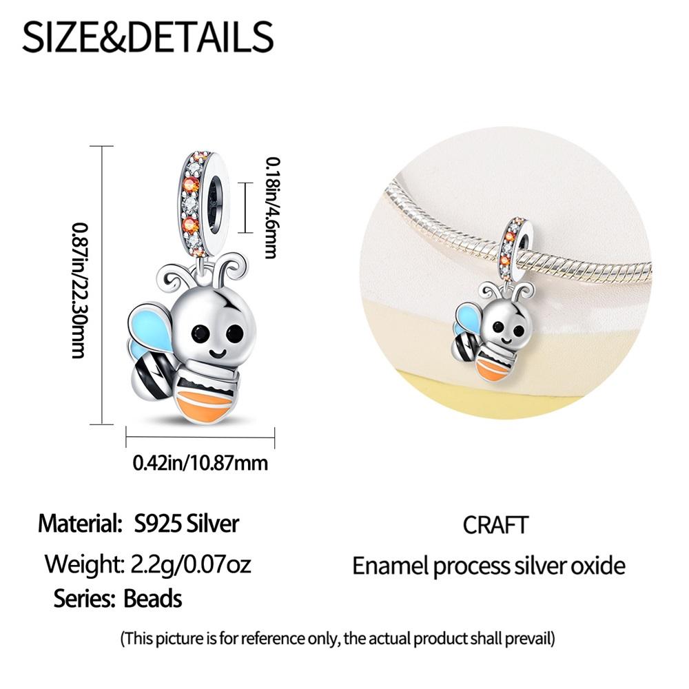Creative Copper Metal Colorful Cute Bee Charm Bead Component Compatible With Bracelet High Quality Fine Jewelry Women's Outing Trendy Fashion High