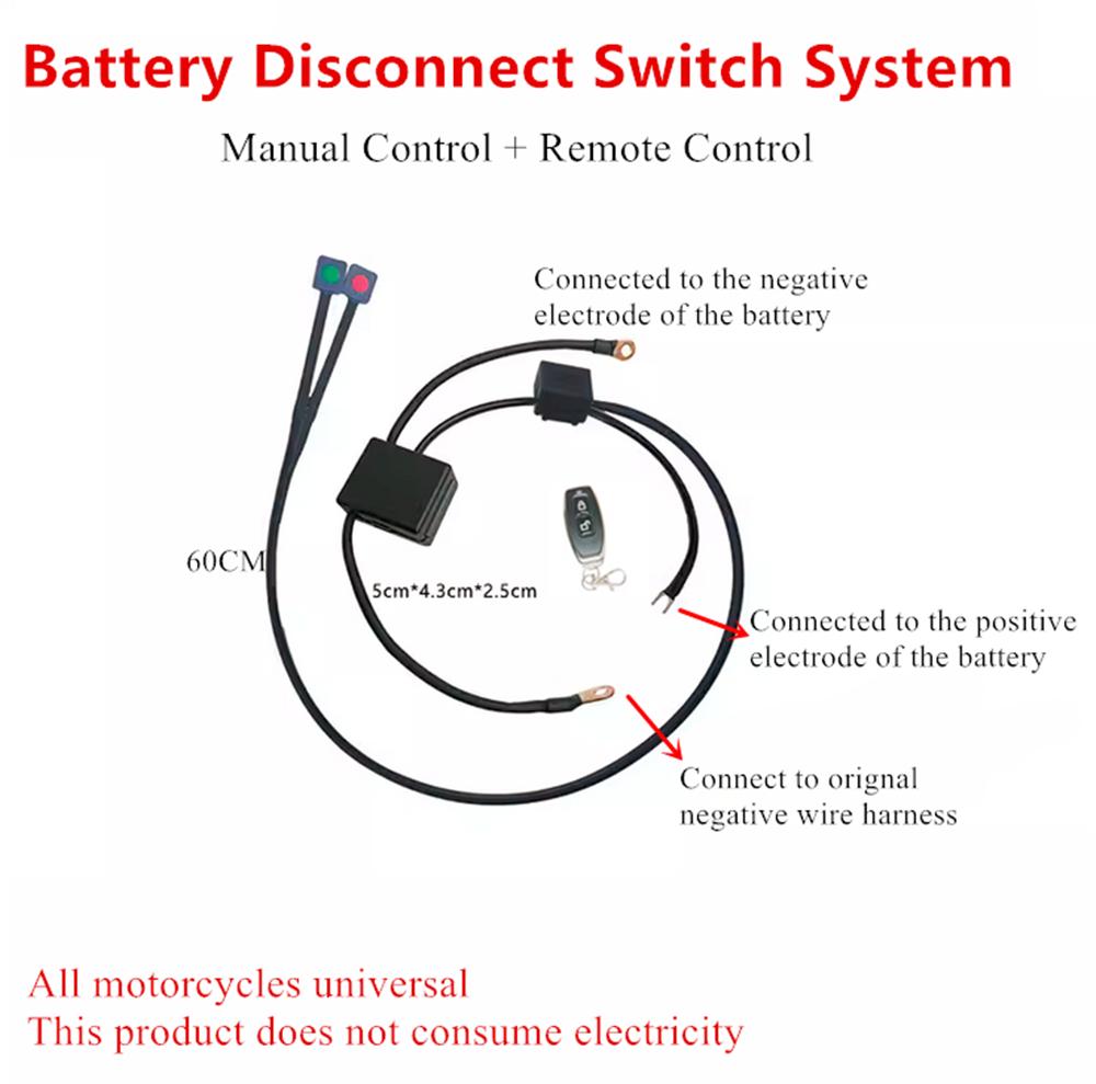 12V Motorcycle Battery Disconnect Cut Off Isolator Switch Remote Manual Control
