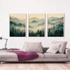 Sage Green Mountain 3 Piece Wall Art Decor Watercolor Mountain Landscape Abstract Nature Print Modern Minimal Decor Gift Poster