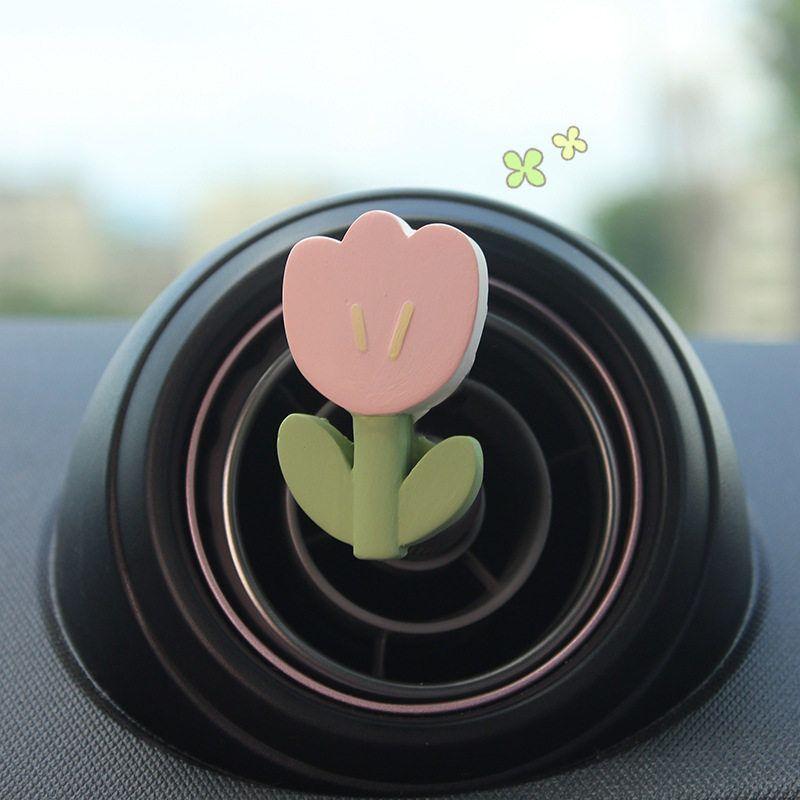 

Matcha Tulip Car Fragrance Diffuser Stone Car Perfume Air Conditioner Vent Decoration Ornament Matcha Powder Yuxiaohua Floral tone