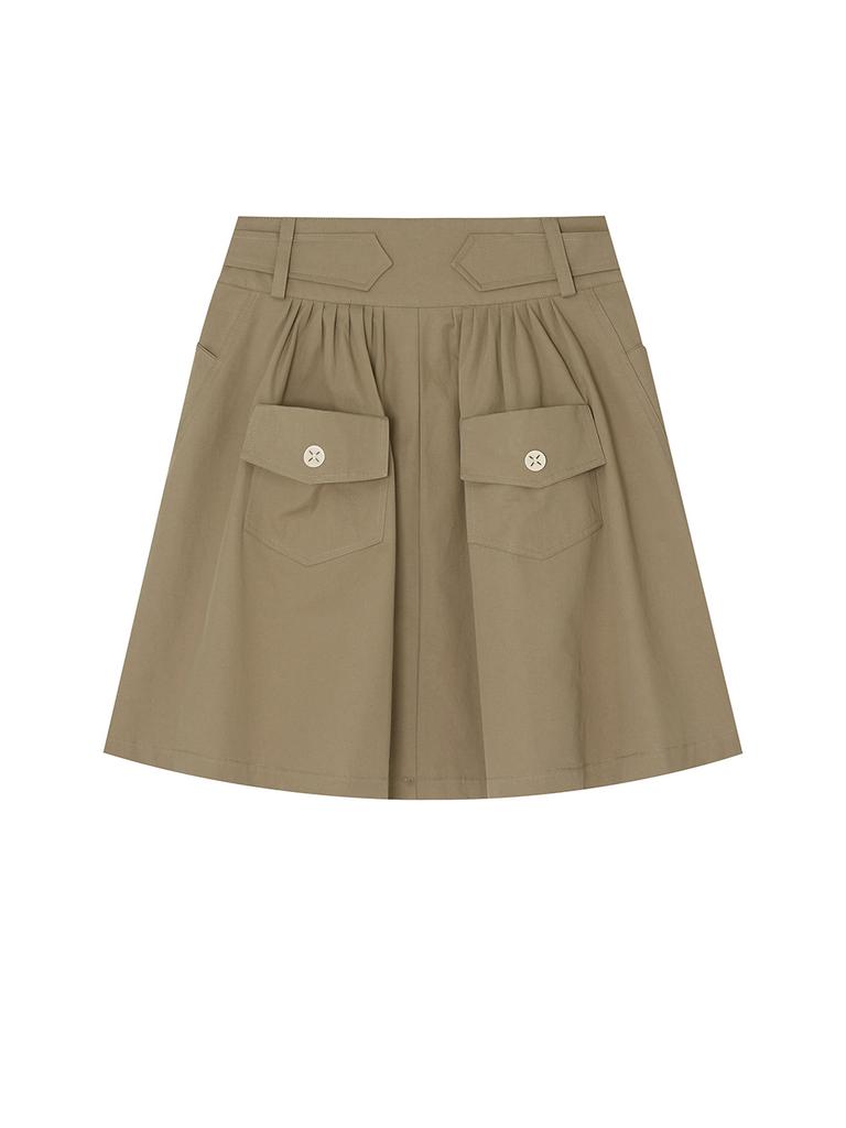 Sio Waist Button Skirt [Brown]