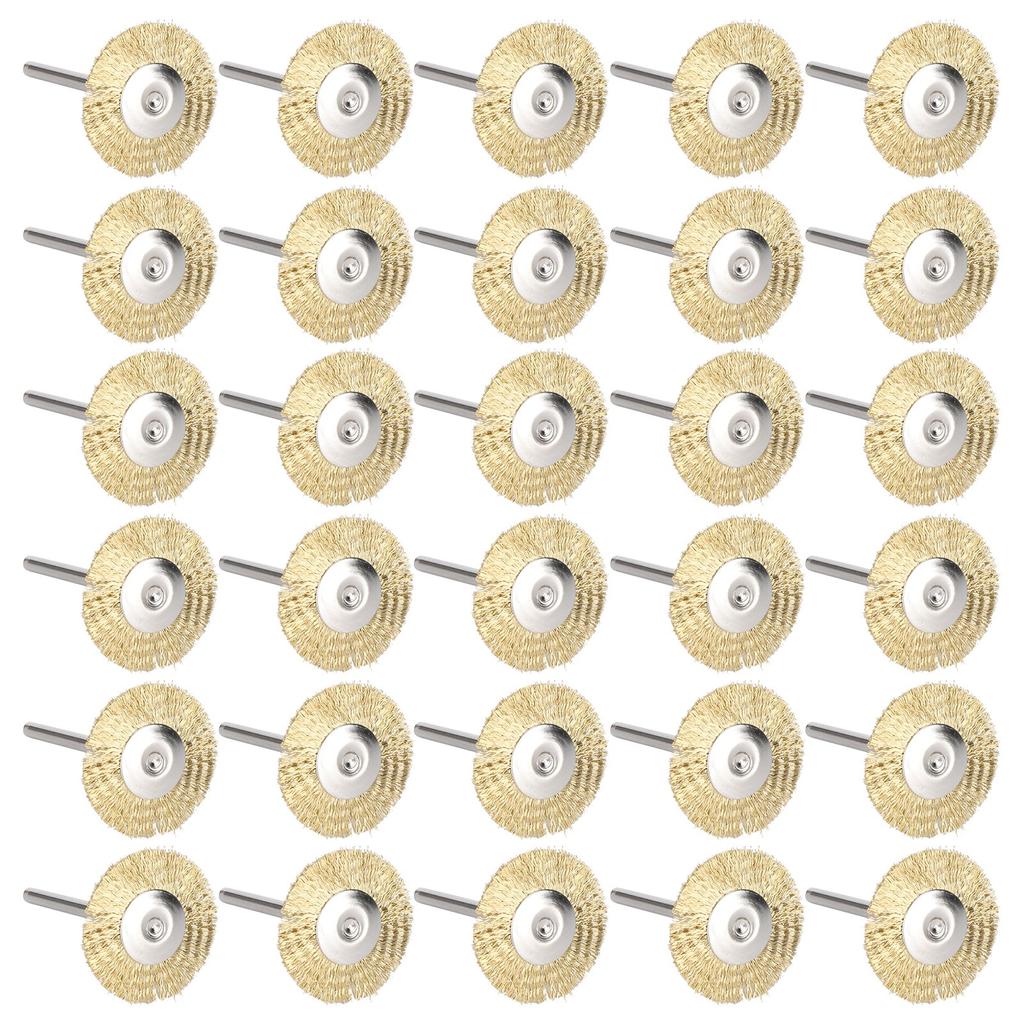 30Pcs Brush Wheel Flat Mini Wood Carving Rust/Corrosion/Paint Removal Polishing ToolsBrass Wire