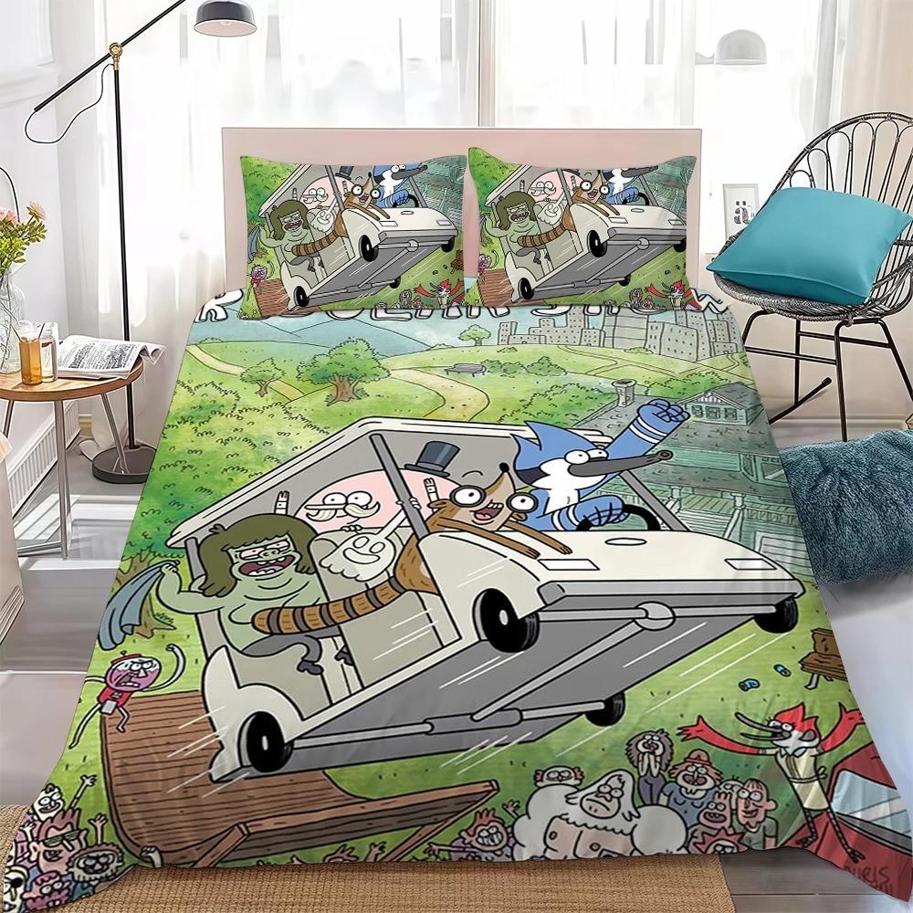 Fashion Funny R-Regular Show Bedding Set Duvet Cover Pillowcase Bedroom Decoration Youth Kids Girl Boys Full Size Birthday gift