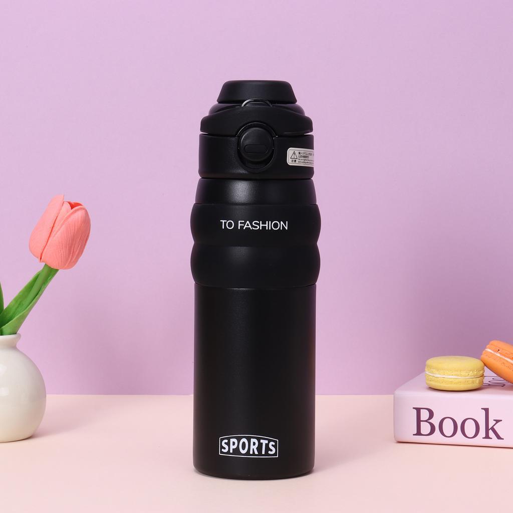 550ml Dual Drink 316 Stainless Steel Insulated Water Bottle, One Click Flip Straw Sports Tumbler for Women Gym Commute