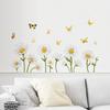 Flori Sălbatice de Primăvară Autocolant Static pentru Geamuri Flori de Grădină Fluturi Decalcomanii pentru Geamuri Sticker Static Reutilizabil pentru Uși de Sticlă Ferestre