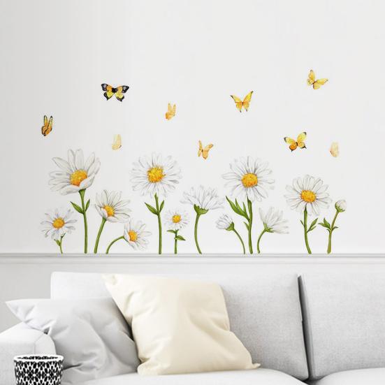 Flori Sălbatice de Primăvară Autocolant Static pentru Geamuri Flori de Grădină Fluturi Decalcomanii pentru Geamuri Sticker Static Reutilizabil pentru Uși de Sticlă Ferestre
