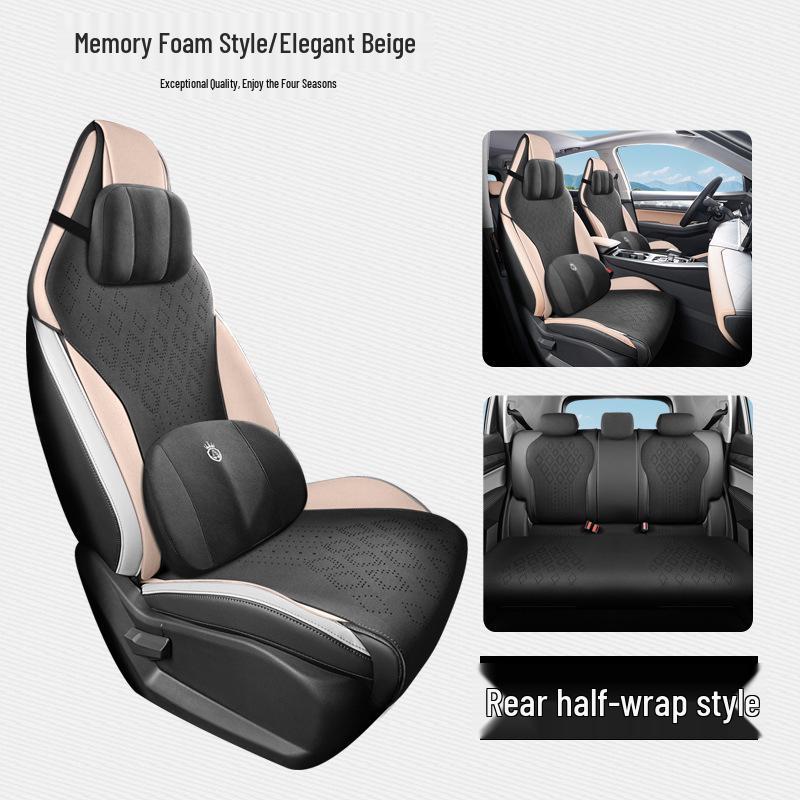 Hao Yue PRO Full Leather Car Seat Cushion - Universal, Four Seasons, Half-Pack