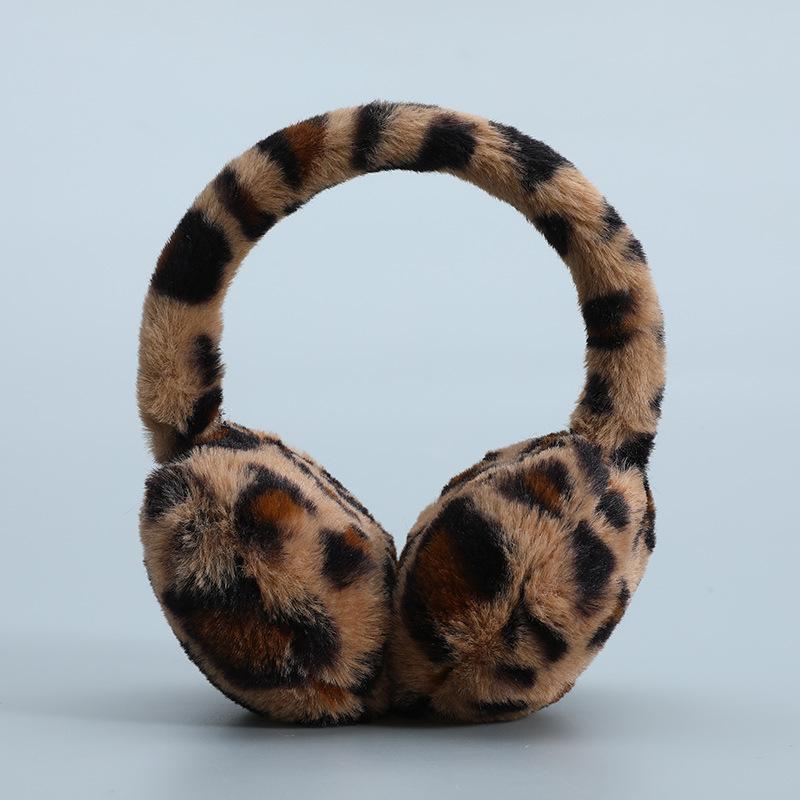 1PC Leopard Print Soft Plush Ear Warmers Winter Warm Earmuffs Fashion Earmuffs Outdoor Cold Folding Earmuffs
