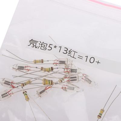 10Pcs Neon Light Bulbs 4*10Mm 5*13Mm Main Power Indicator With Resistance 220V Red/Blue/Green
