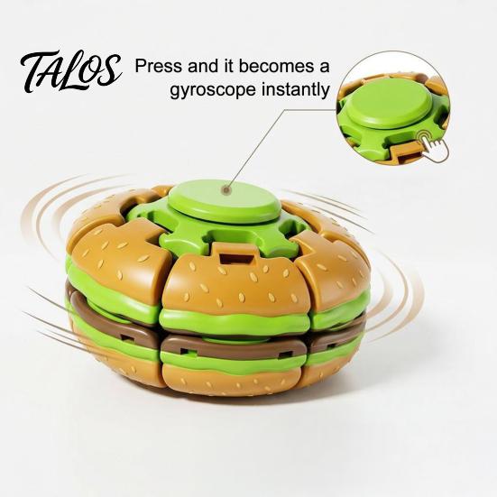 Handheld Focus Toys Hamburger Press Fidget Spinner, Stress Relief To Spin Burger Toy, Interactive Spinning Top Decompression Ball Desk Toy for Office,