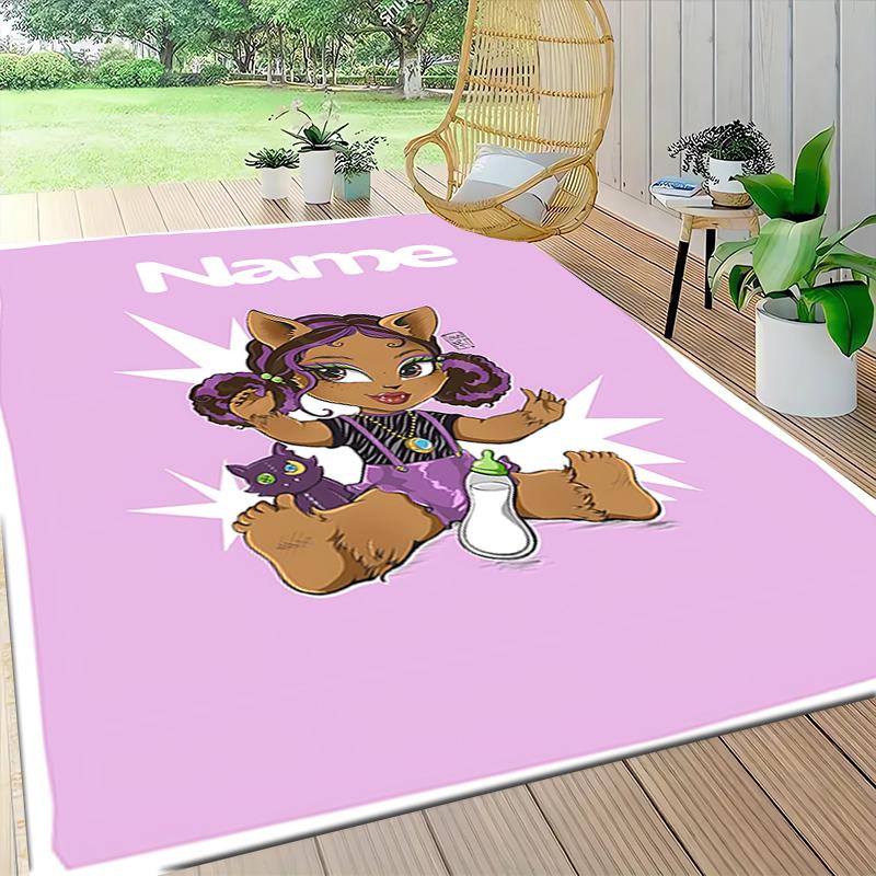 Custom Name Unicorn Pink Flowers Carpet Rug Customizable Soft Washable Anti-Slip Home Living Room Sofa Mats Personalized Rug. 0909122