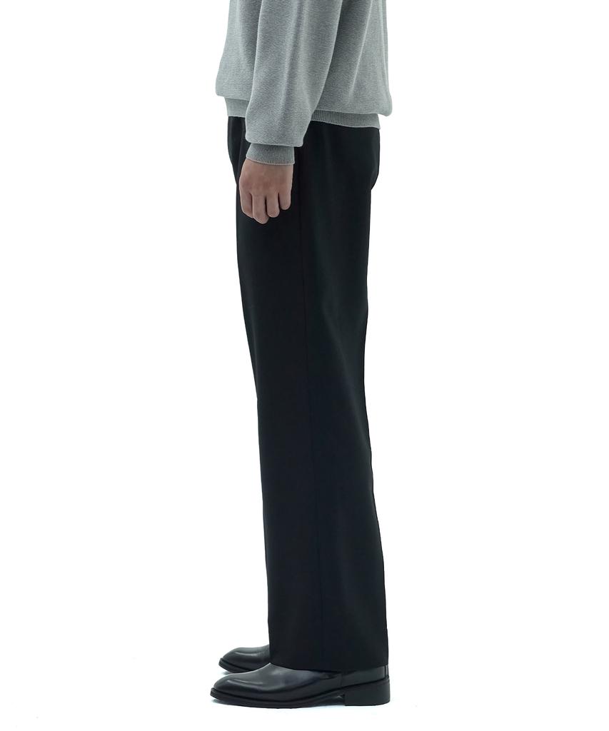 Neibieol Fine Wool No-Tuck Straight Pants - Black