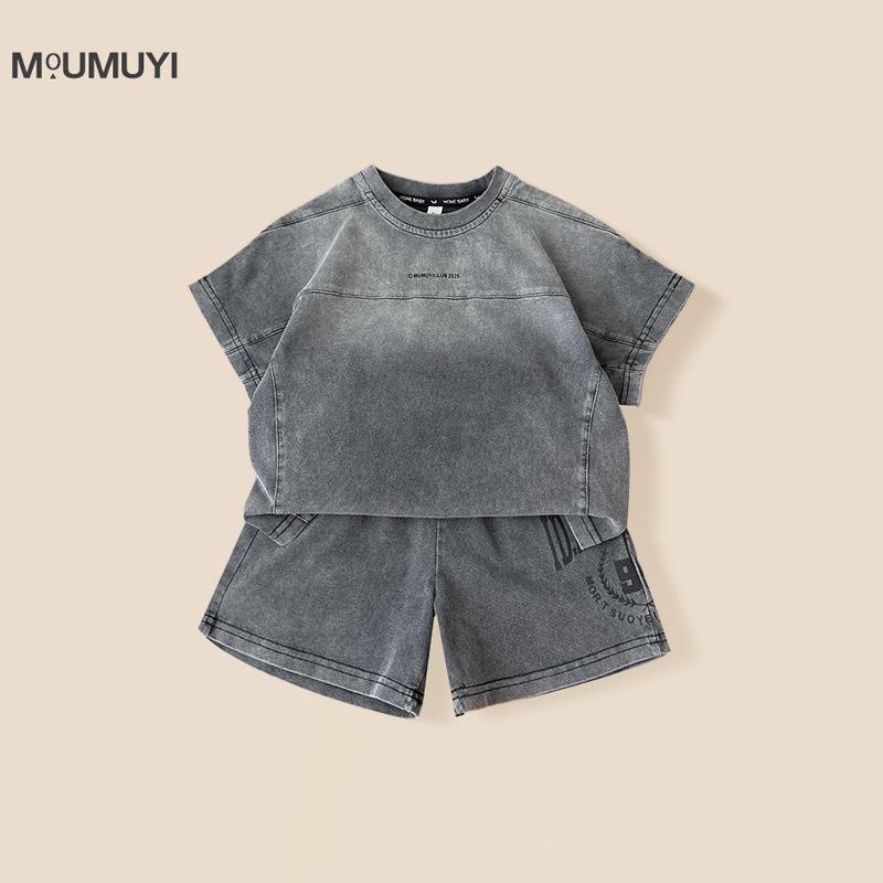 

Boys Summer Gradient Short-Sleeve T-Shirt and Shorts Set 130 cm чёрный