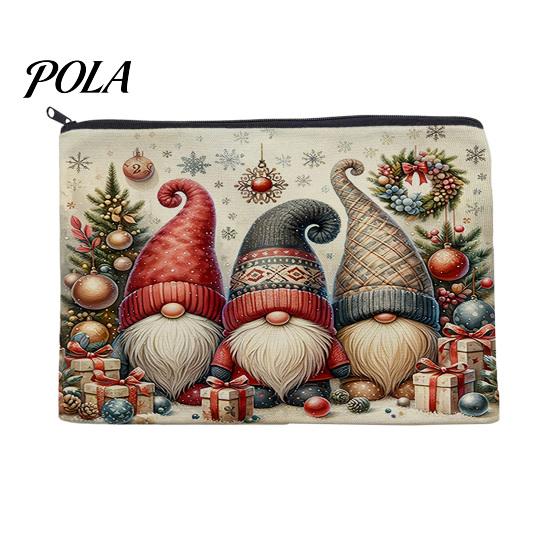 Stain-resistant Pouch Christmas Theme Makeup Bag, with Black Zipper, Wear-Resistant Toiletry Wear-resistant Fabric Bag Durable Canvas Storage