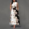 Women Summer Sleeveless V Neck Printed Maxi Dress