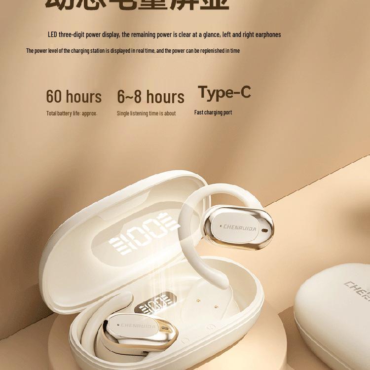 2024 Open-Ear Wireless Bluetooth Ear-Hook Headphones with Noise Cancelling & Long Battery Life