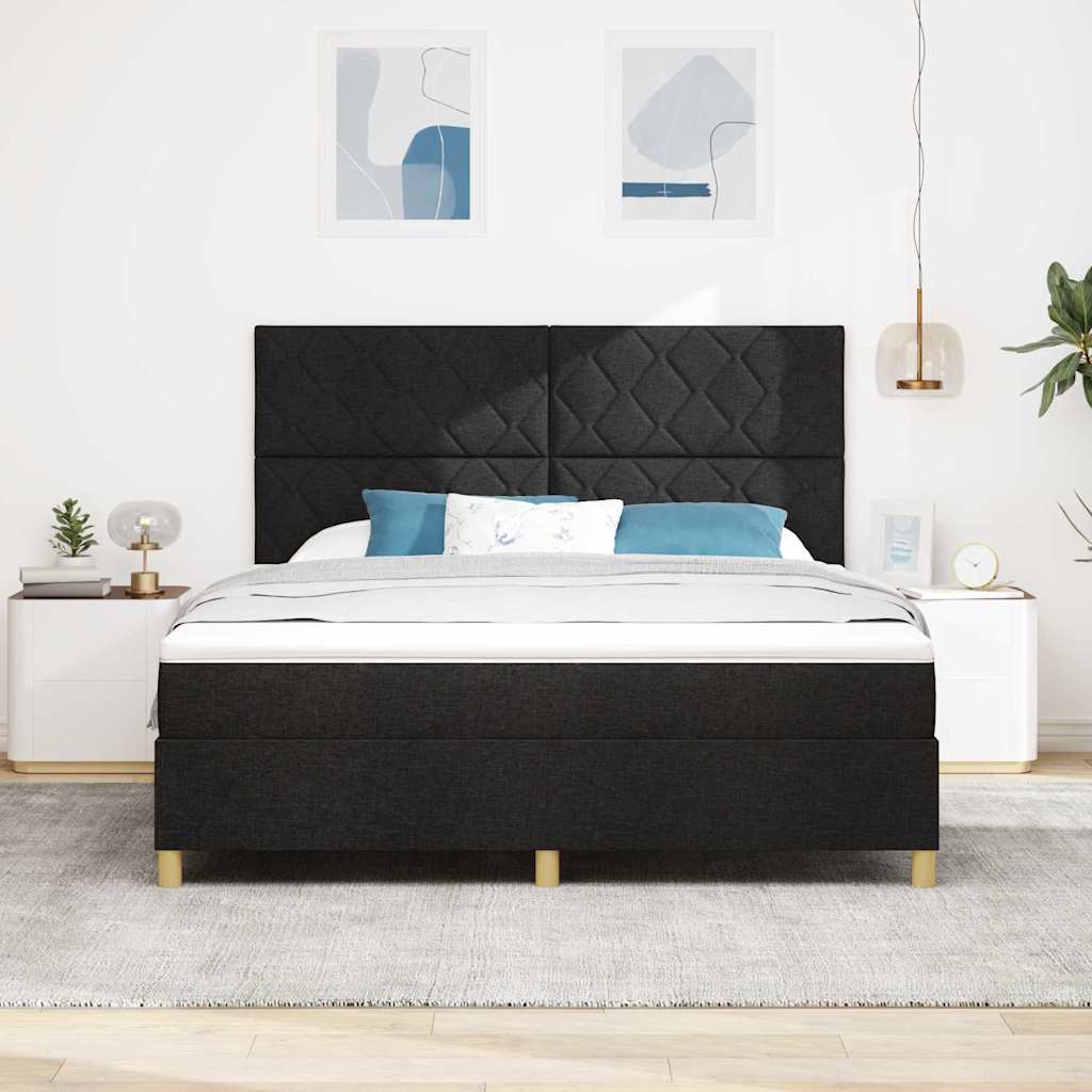 Boxspring Bed with Headboard Black 180 x 200 cm Fabric