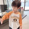 Pure Cotton Color Block Kids Long Sleeve Crew Neck T Shirt For Boys And Girls