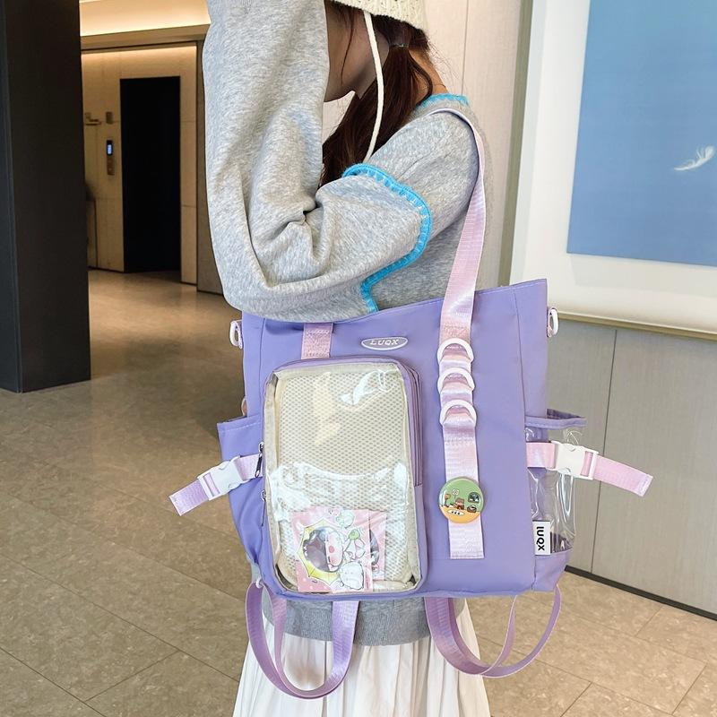 Mori Pain Bag Versatile Tote Bag Wind Transparent Shoulder Bag Women's Large Capacity Campus Student Versatile Messenger Bag