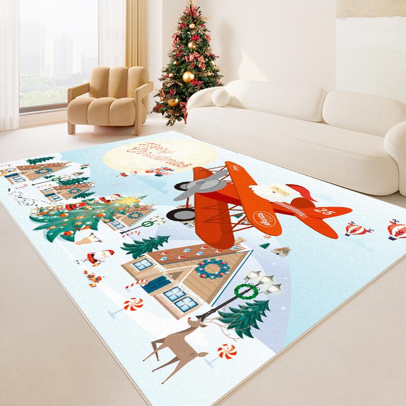 Christmas Living Room Decoration Carpet Large Area Anti-slip Rugs for Bedroom Thick Plush Study Rug Fluffy Soft Lounge Floor Mat