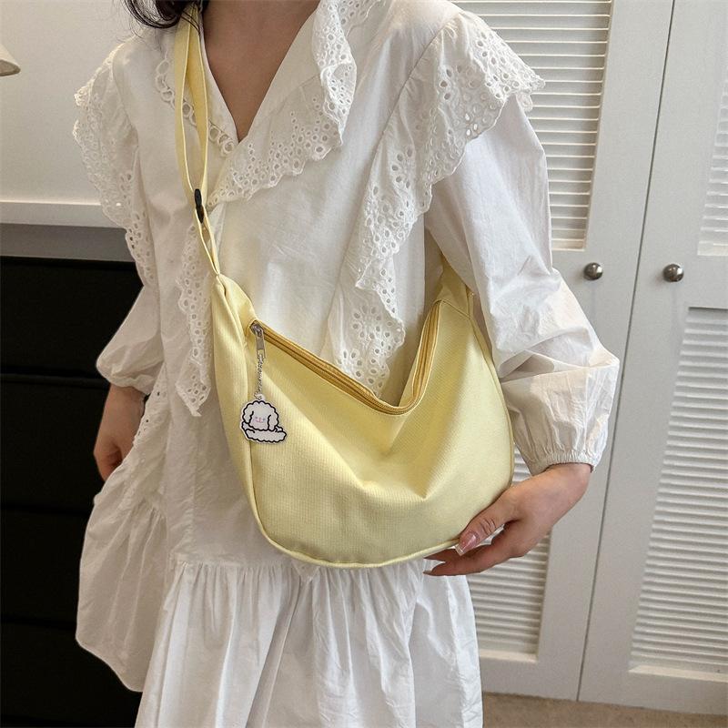 New Candy Color Waffle Art Student Versatile Simple Daily Women's Shoulder Crossbody Bag