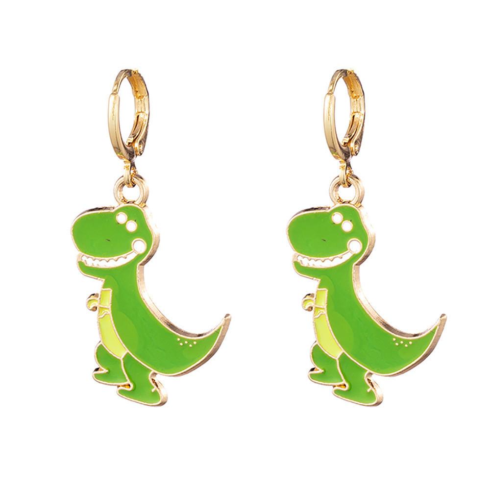 Charming Cartoon Dinosaur Earrings Adorable Alloy Animal Ear Clips For Women