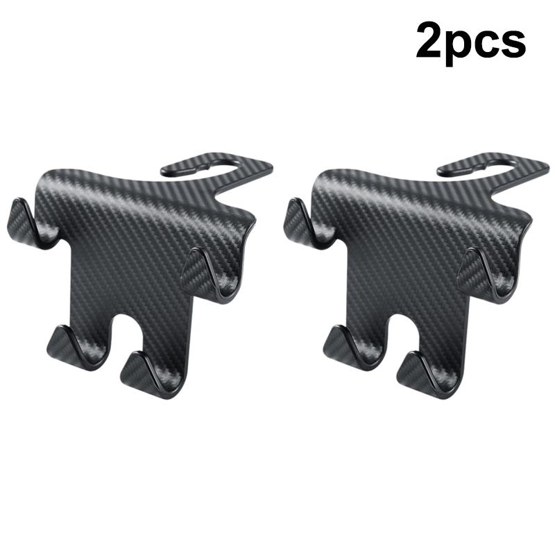 Car Back Seat Hook & Phone Mount 2-in-1 - Carbon Fiber Style Multi-Functional Organizer for Bags, Phones & Car Interior Storage