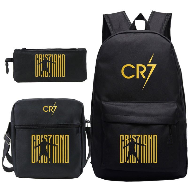 Football star Ronaldo Cr7 peripheral printing schoolbag pencil bag shoulder bag backpack three-piece set
