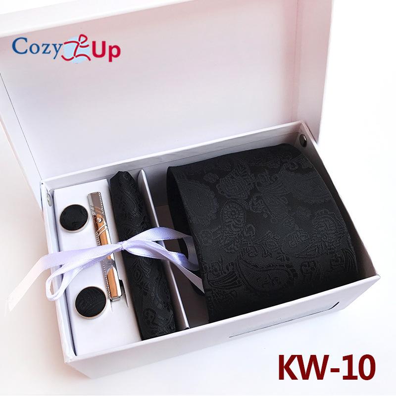 Cozy Up 6 Pieces Set Paisley Men's Tie Including Tie Square Scarf Cuff Tie Clip Gift Box