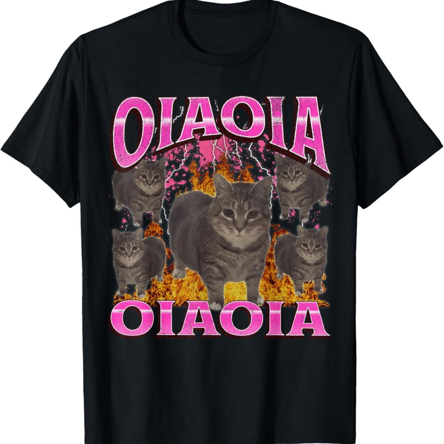 Funny Oiia Oiia Cat Meme Bootleg Graphic Men Women T-Shirt S чёрный