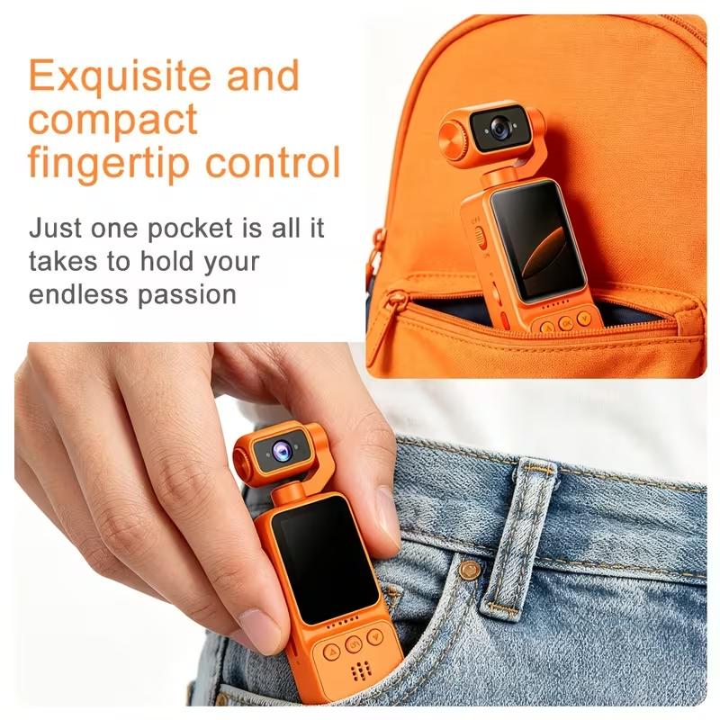 180° Rotating‑Lens Pocket Camera, Portable Handheld Camera with Image Stabilization for Outdoor Vlogging Cycling Hiking