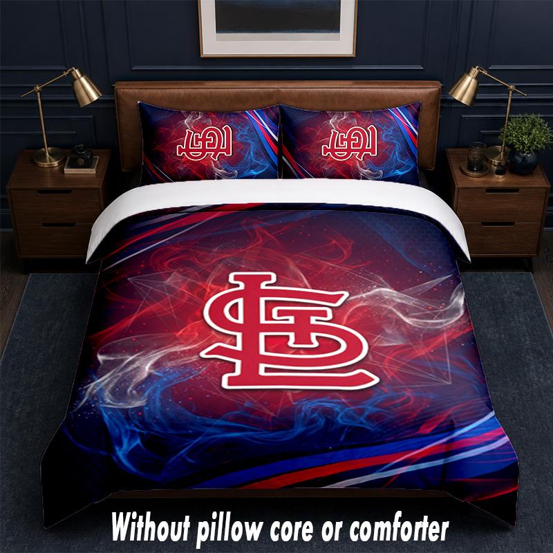 St. Louis Cardinals Design Bed Bedding Set 1 Duvet Cover + 2 Pillowcases Soft Breathable Household Bed Linens