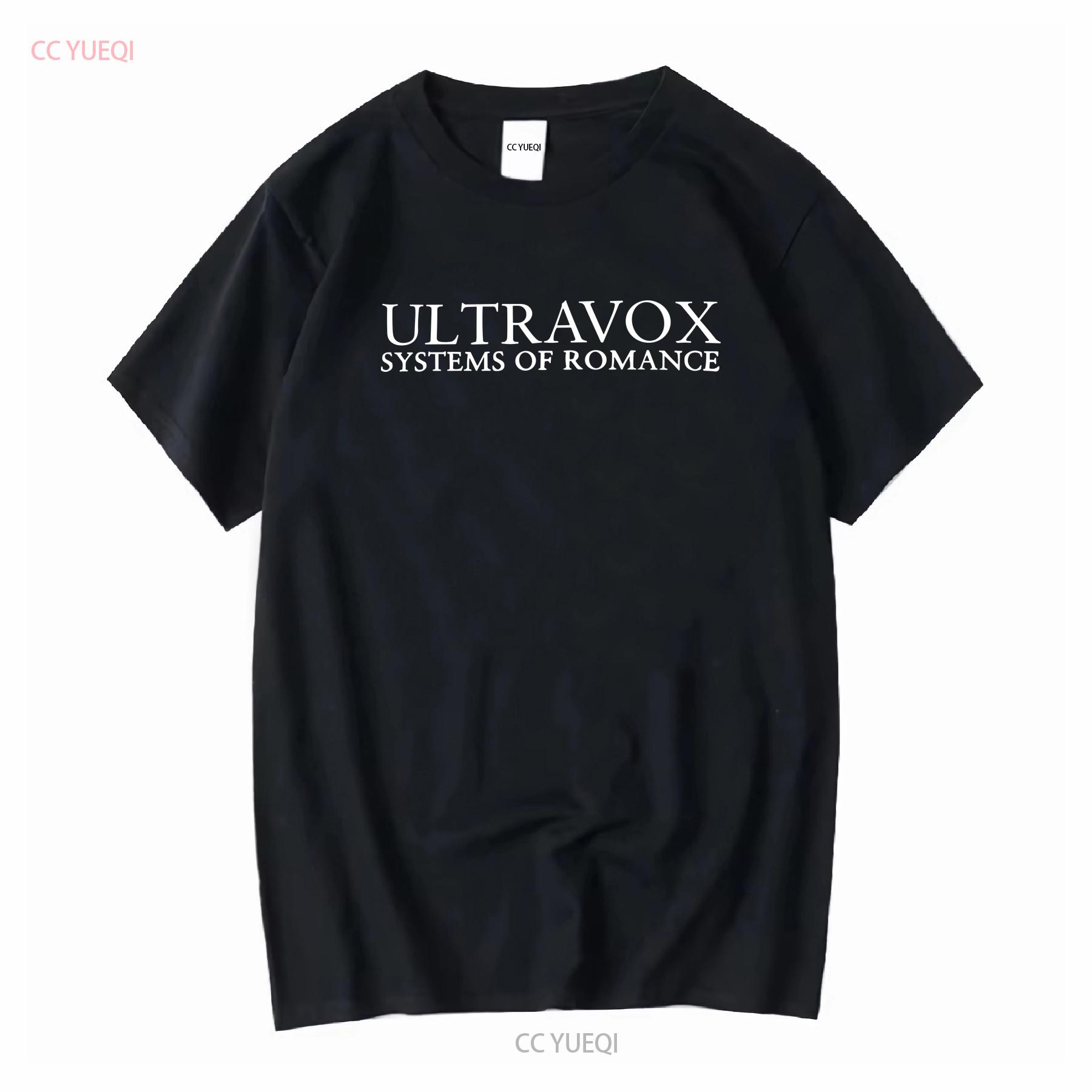 

Ultravox Systems of Romance White print on Full Cotton Black T Shirt long or short sleeves vintage Washed Comfortable homme 4XL