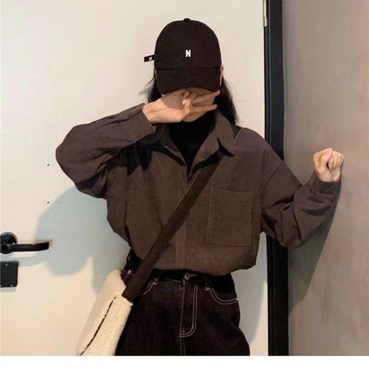 Chic Fake Two-Piece Loose Long-Sleeved Shirt for Fall/Winter