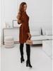 2022 Autumn/Winter Slimming Belted Long Sleeve Collared Dress