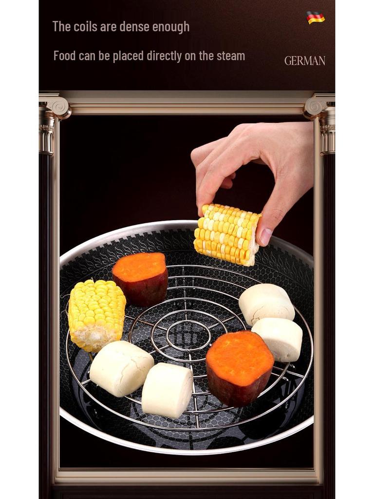 304 Stainless Steel Steaming Rack for Rice Cooker - Waterless Heat, Versatile Bun Steamer with High Legs.