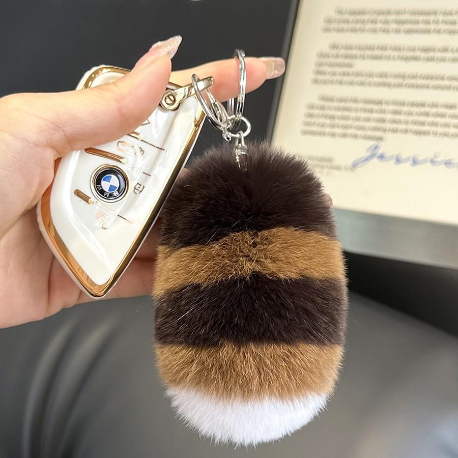 [Süßer kleiner Schwanz] Imitation Nerzfell Auto Schlüsselanhänger Anhänger Plüschtier Schultasche Anhänger Geschenk