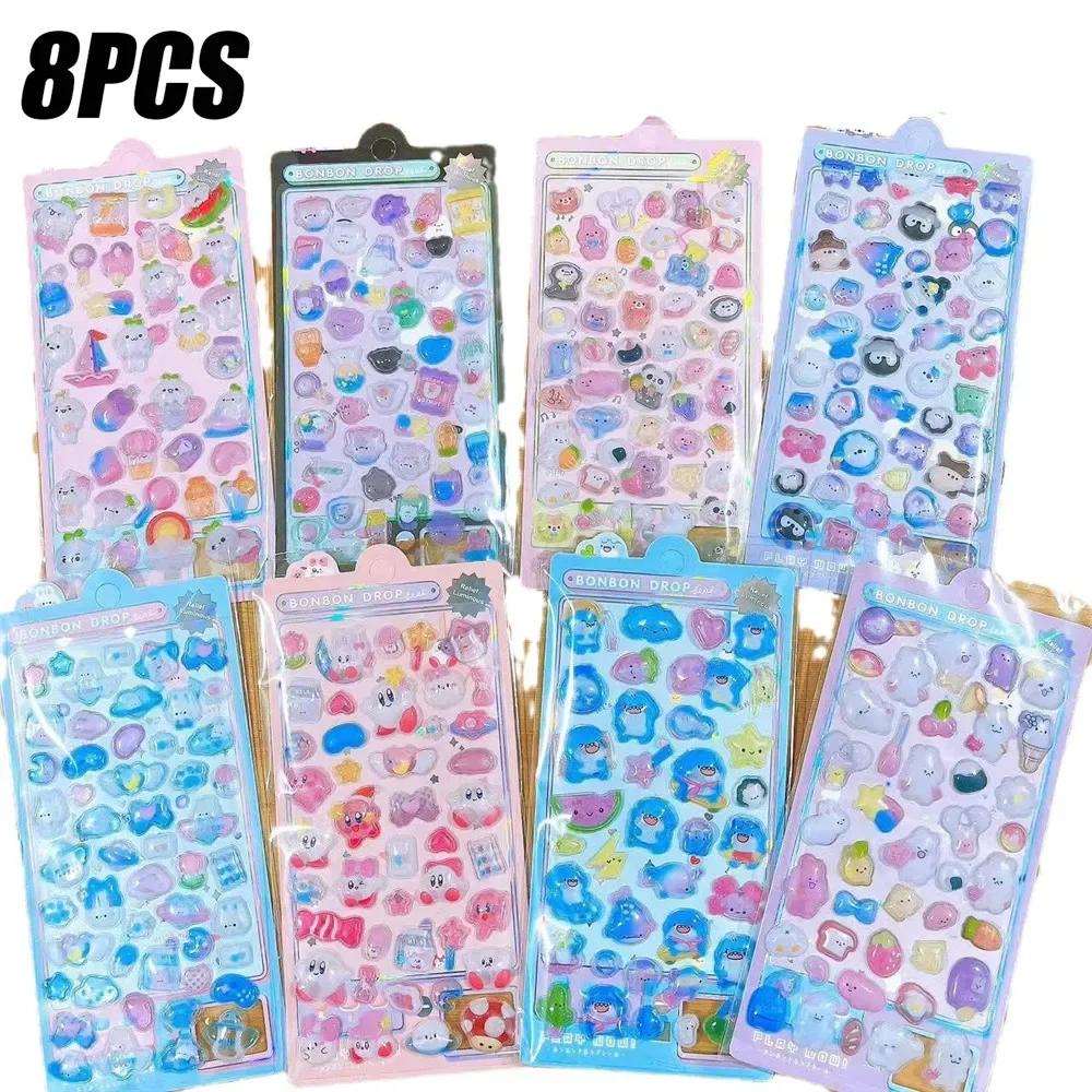 

8 шт. Креативные объемные наклейки в виде конфет, призраков и кроликов – 3D рельеф, для скрапбукинга, DIY, декора дневника, милые эстетичные канцелярские принадлежности светло-серый