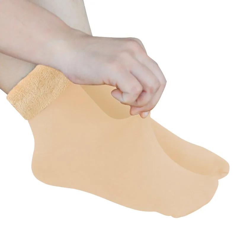 New velvet women winter warm thicken thermal socks soft casual solid color sock wool cashmere home snow boots floor sock 1pairs
