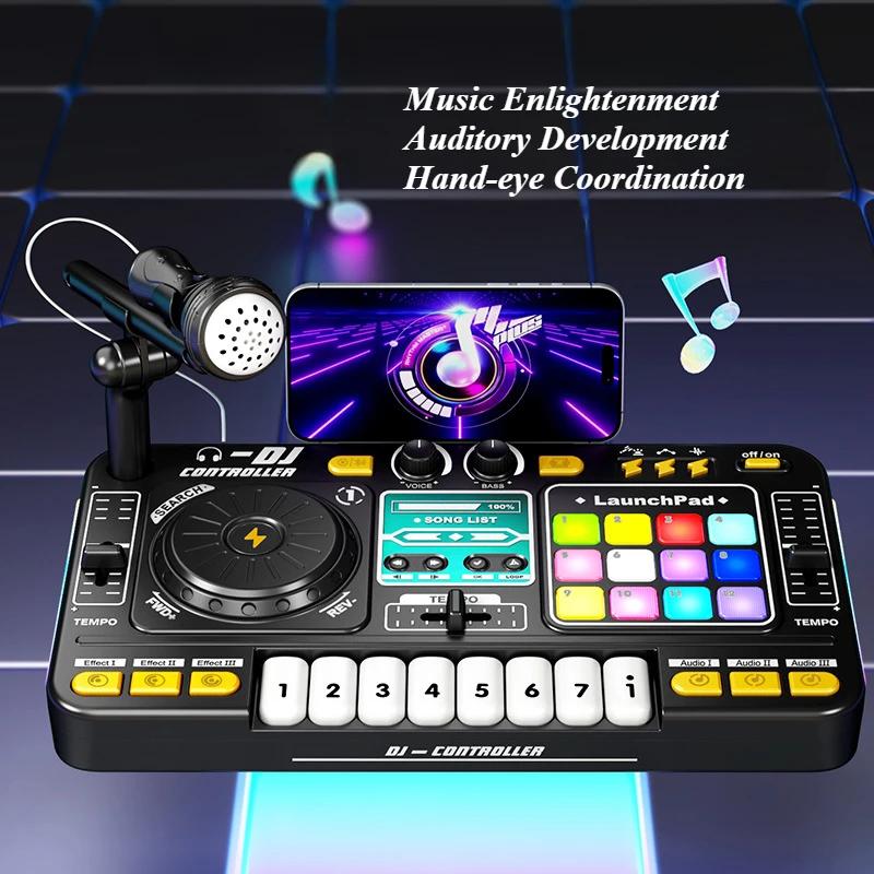 Non-Toxic Children Music Toy Simulation Dj Mixer Controller Multifunctional Electronic Organ Dj Player Entertainment Toy Christmas Gifts