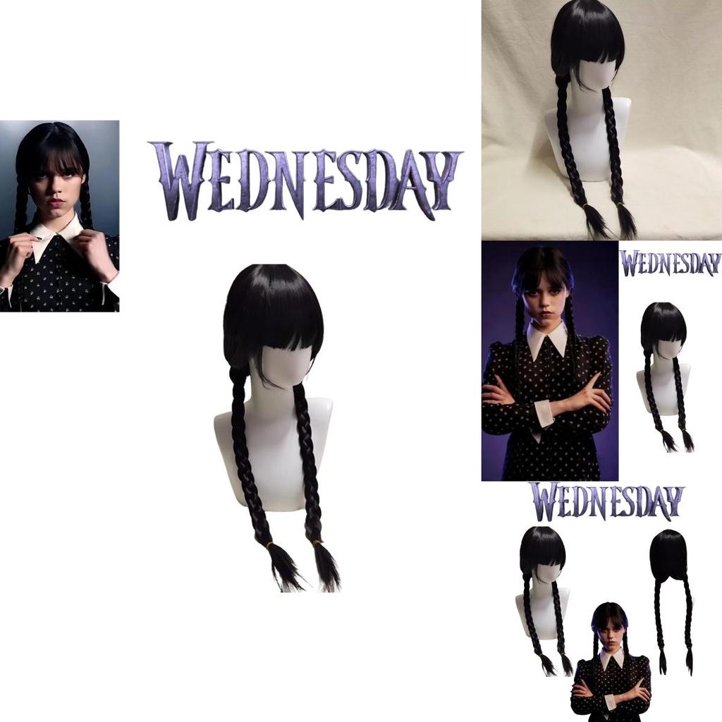 Wednesday Addams Wig Braided Hair For Halloween Xmas Fancy Party
